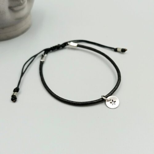 Lederarmband schwarz mit Stern Anhänger