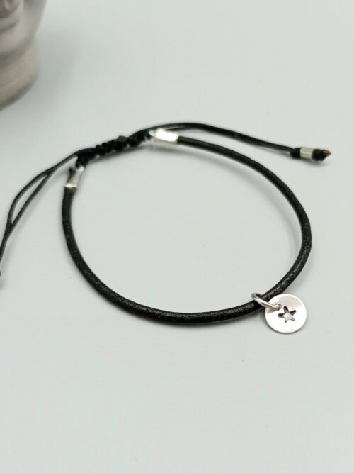 Lederarmband schwarz mit Stern Anhänger
