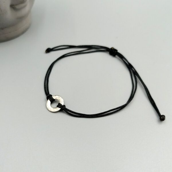 Textilarmband schwarz mit Edelstahlring