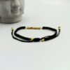 Verstellbarer Ziehverschluss des Makramee Armbands Armband schwarz gold mit Kristallperlen