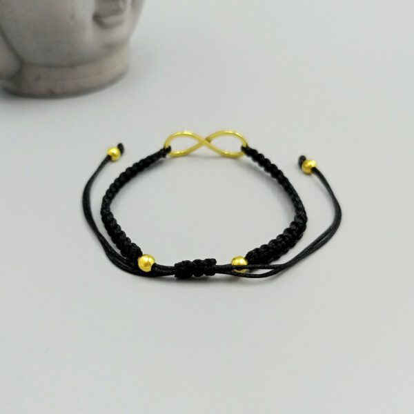 Verstellbares Makramee Armband mit Infinity Symbol Infinity Armband Makramee schwarz gold
