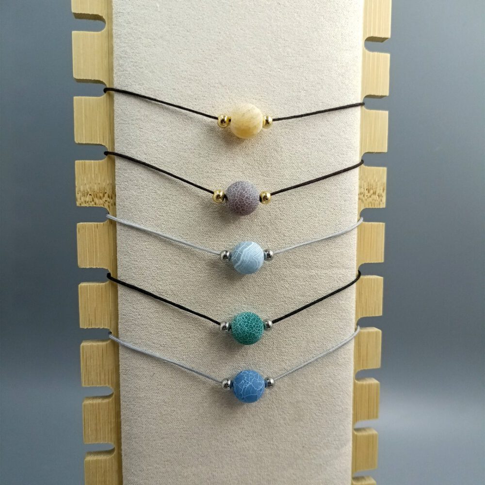 Kette mit blauer Achat Perle verstellbar