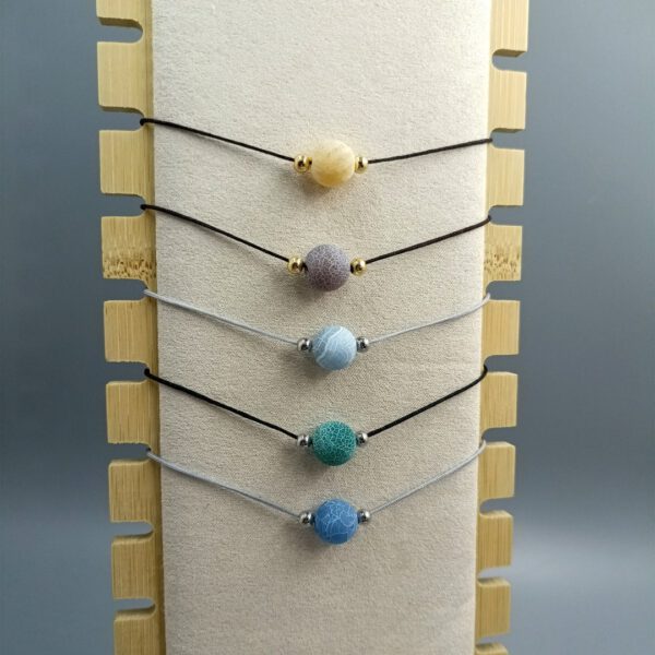 Kette mit blauer Achat Perle verstellbar