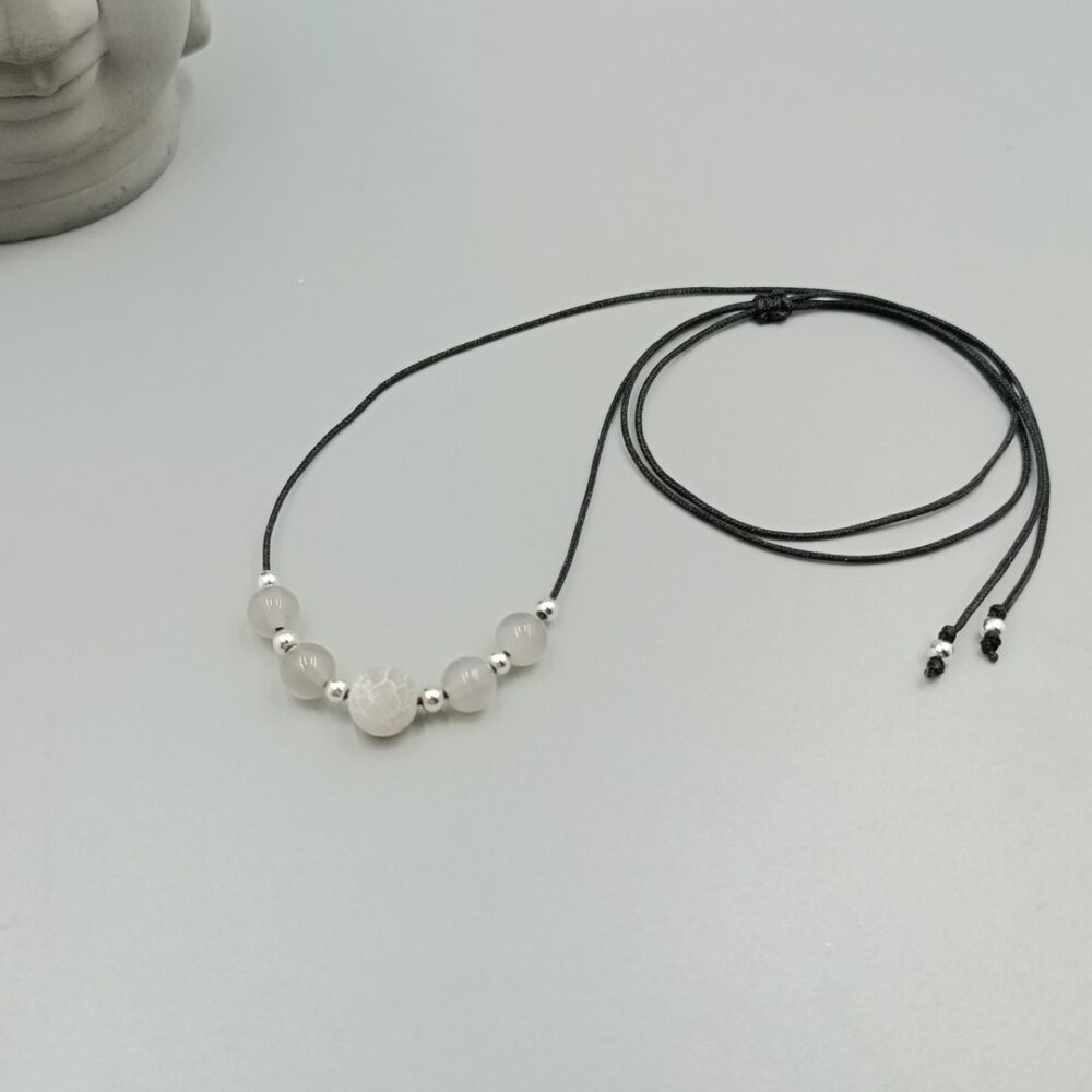 Zarte Achat-Kette in Grau, 70 cm verstellbar