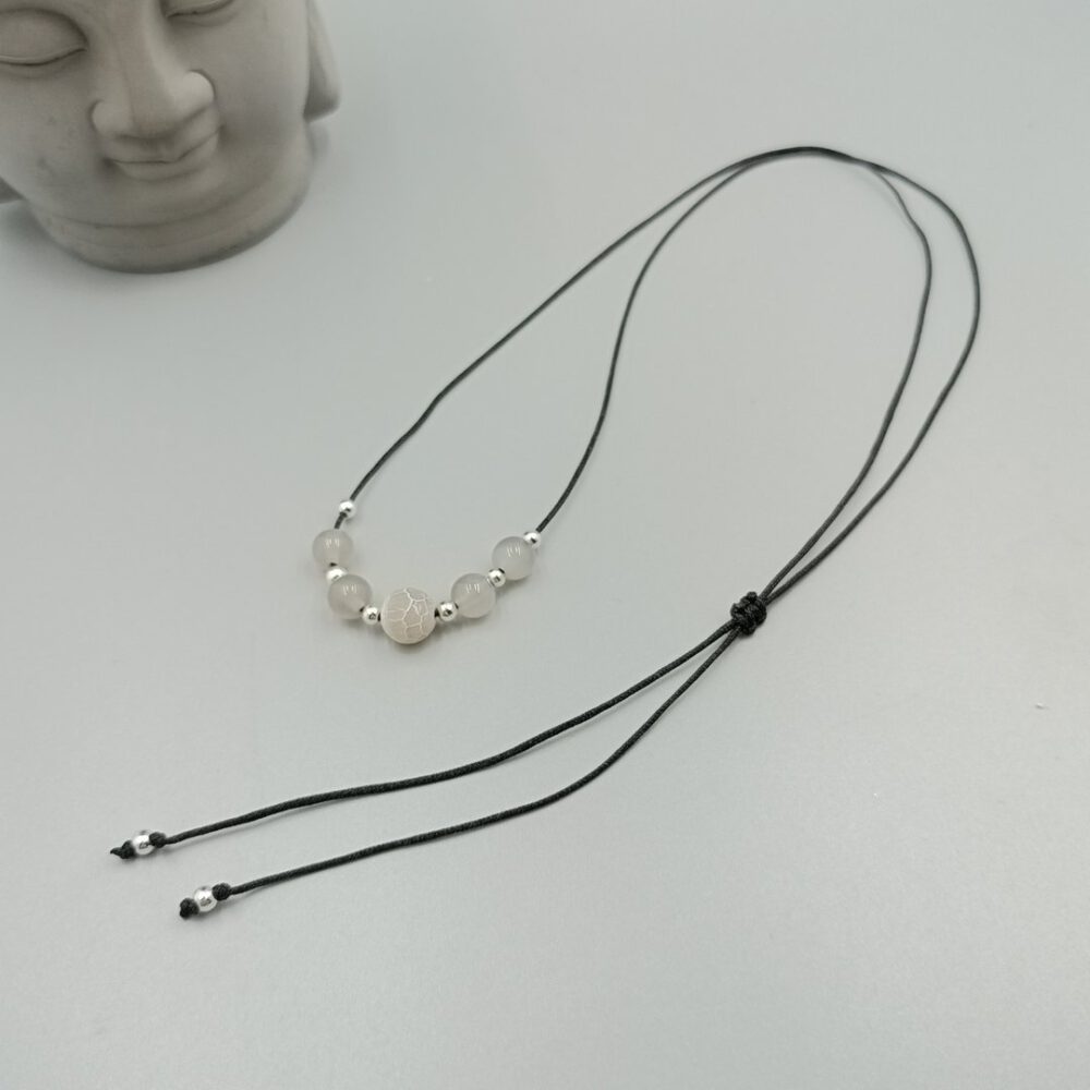 Zarte Achat-Kette in Grau, 70 cm verstellbar
