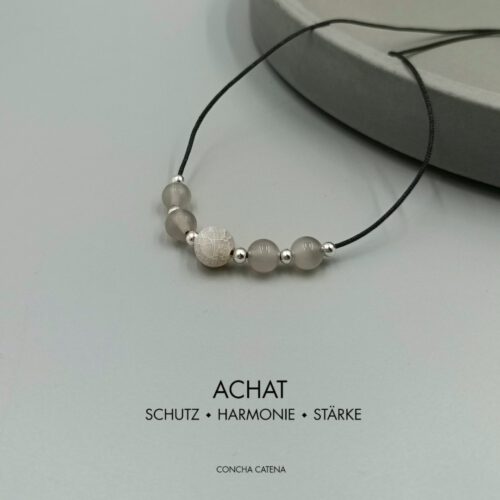 Zarte Achat-Kette in Grau, 70 cm verstellbar
