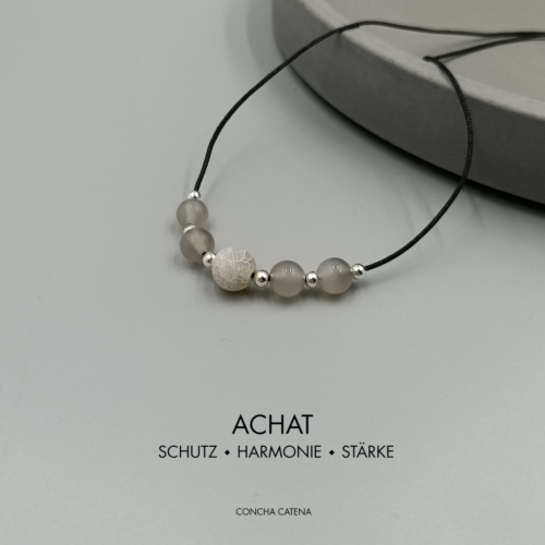 Zarte Achat-Kette in Grau, 70 cm verstellbar