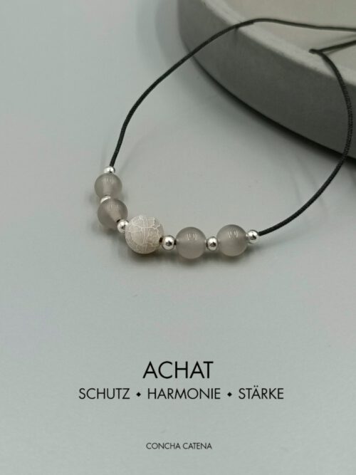 Zarte Achat-Kette in Grau, 70 cm verstellbar