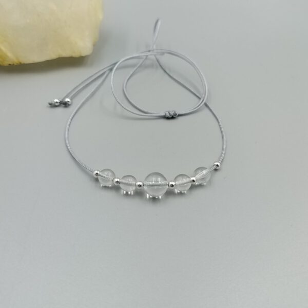 Zarte Bergkristall Kette mit Edelstahlperlen