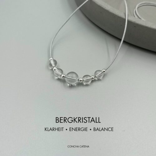 Zarte Bergkristall Kette mit Edelstahlperlen