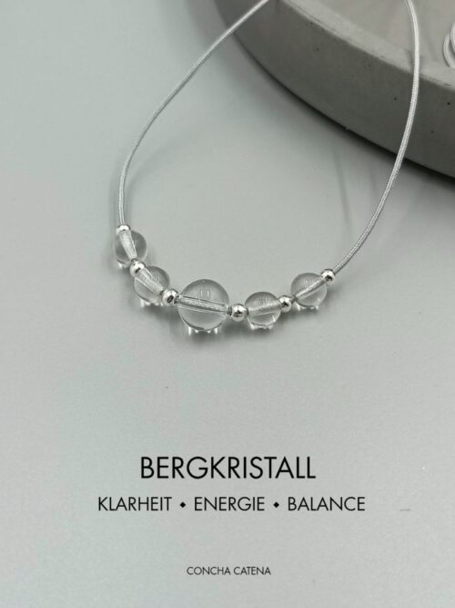 Zarte Bergkristall Kette mit Edelstahlperlen