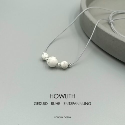 Zarte Howlith Kette in Weiß-Grau