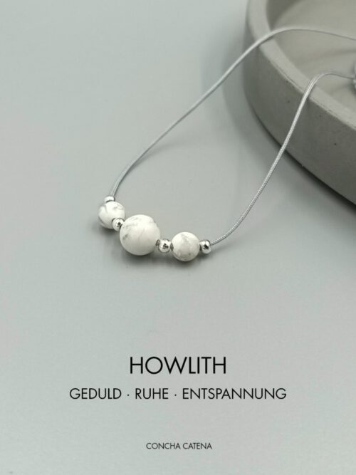 Zarte Howlith Kette in Weiß-Grau