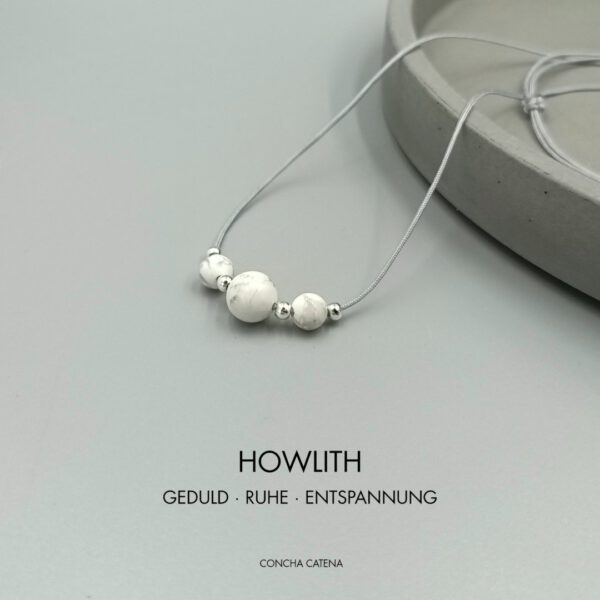 Zarte Howlith Kette in Weiß-Grau