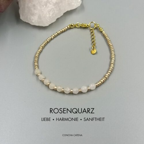 Rosenquarz Armband mit Rocailles
