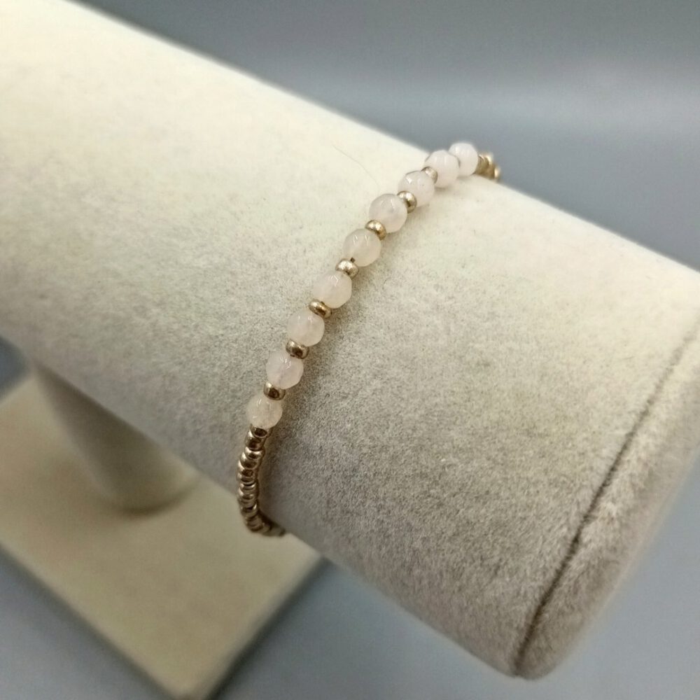 Rosenquarz Armband mit Rocailles