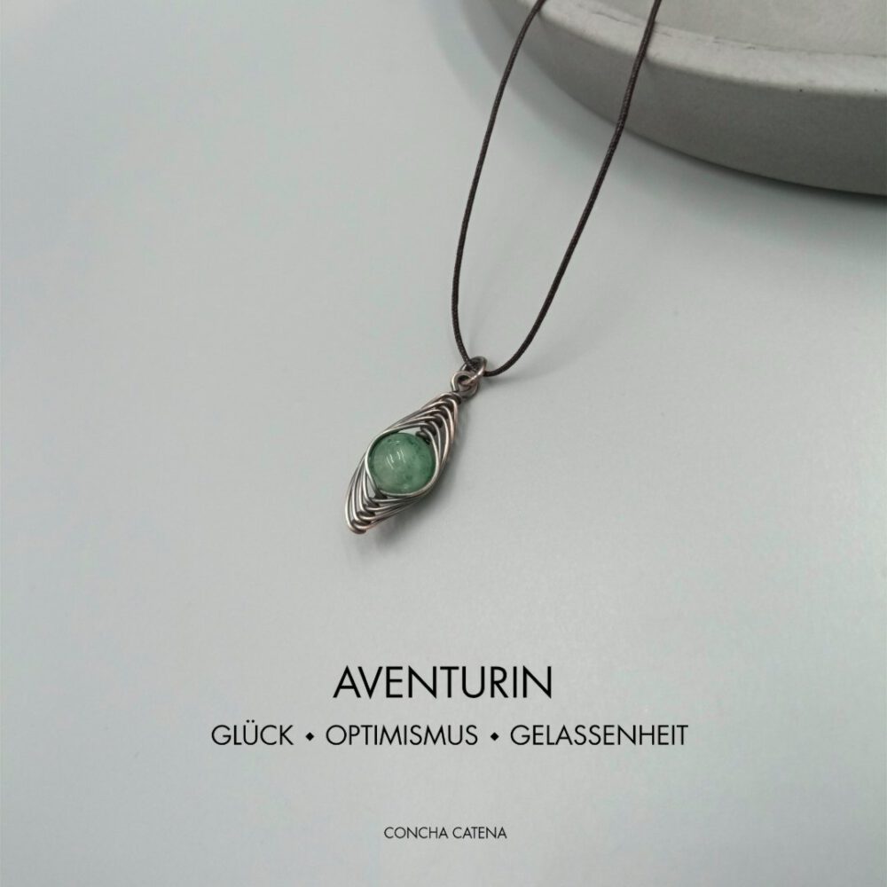 Handgefertigte Aventurin-Kette mit Kupferfassung Aventurin-Herringbone Kette handgefertigt