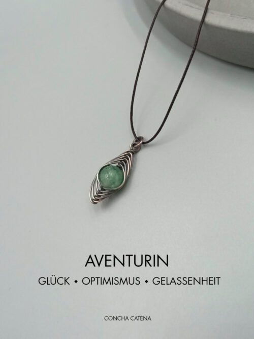 Handgefertigte Aventurin-Kette mit Kupferfassung Aventurin-Herringbone Kette handgefertigt