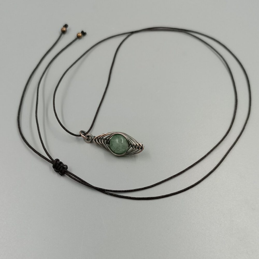 Langes verstellbares Aventurin-Halsband Aventurin-Herringbone Kette handgefertigt