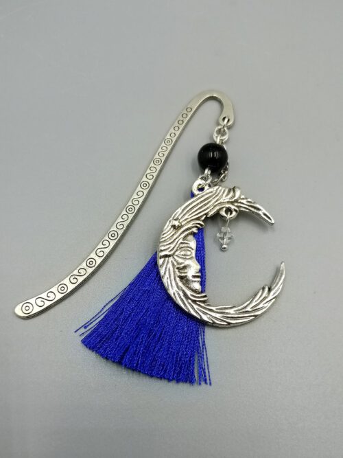 Lesezeichen Mond mit Blaufluss & Quaste