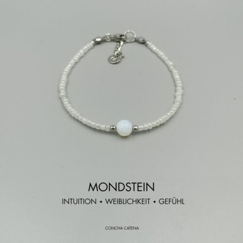 Mondstein Armband milchweiß & Edelstahl