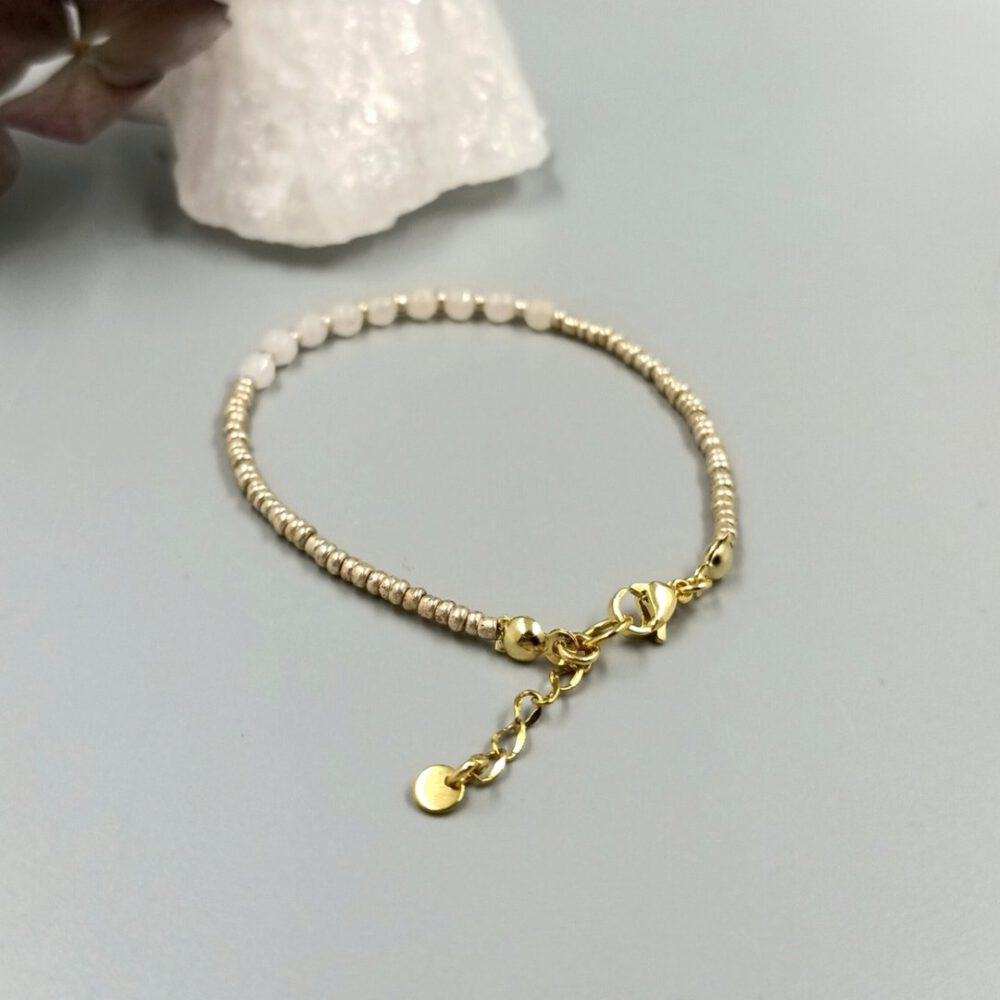 Rosenquarz Armband mit Rocailles