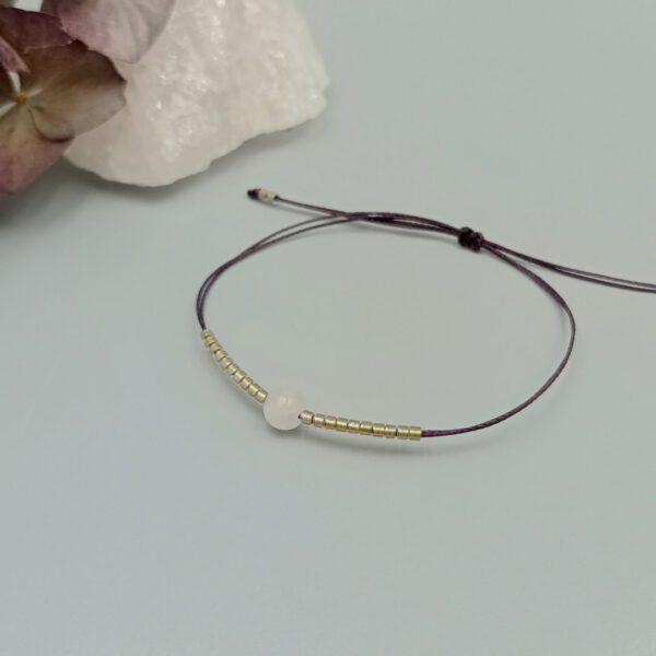 Rosenquarz Armband aubergine gold