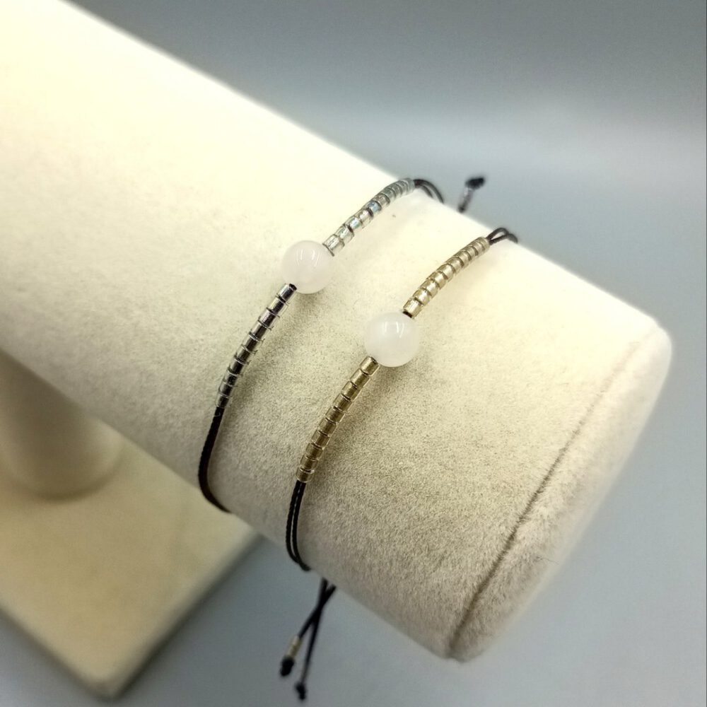 Rosenquarz Armband aubergine gold
