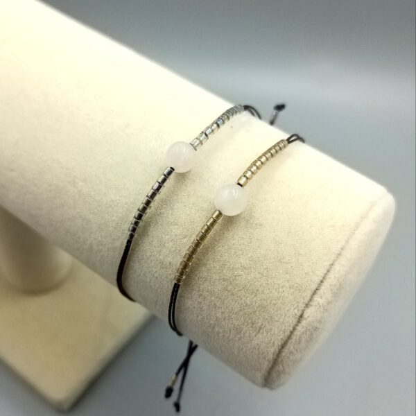 Armband mit Rosenquarz aubergine silber