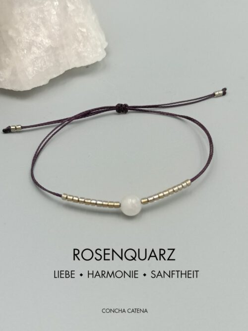 Rosenquarz Armband aubergine gold
