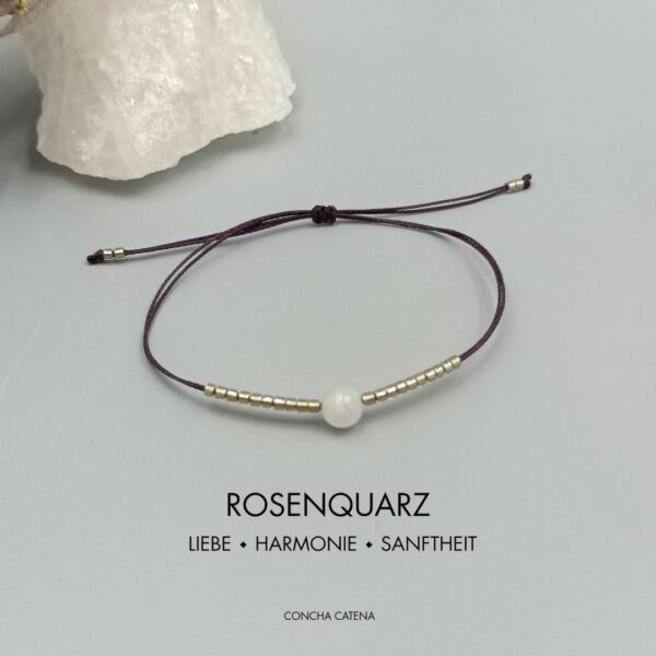 Rosenquarz Armband aubergine gold