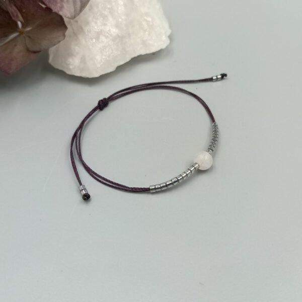 Armband mit Rosenquarz aubergine silber