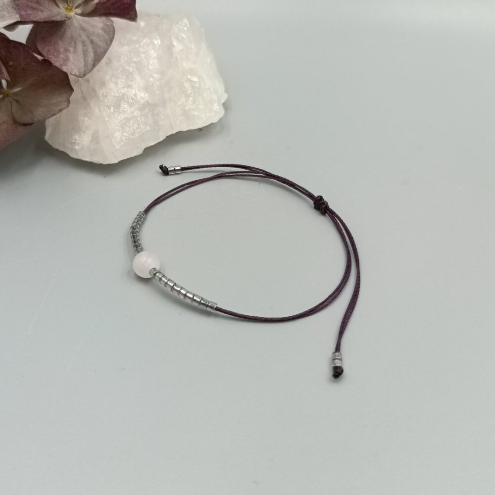 Armband mit Rosenquarz aubergine silber
