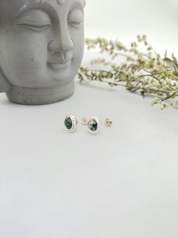 Handgefertigter Edelsteinschmuck aus Moosachat als bedeutungsvolle Geschenkidee für Frauen Moosachat Ohrstecker Silber 935 filigran