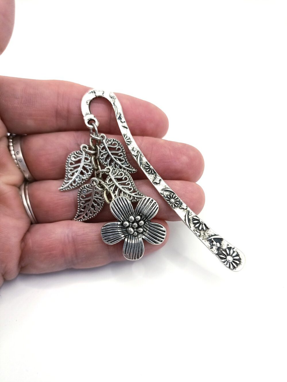 Lesezeichen Silber Blume