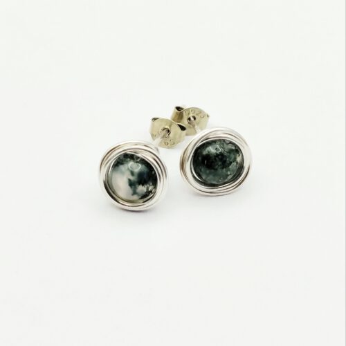 Moosachat Ohrstecker Silber 935 filigran