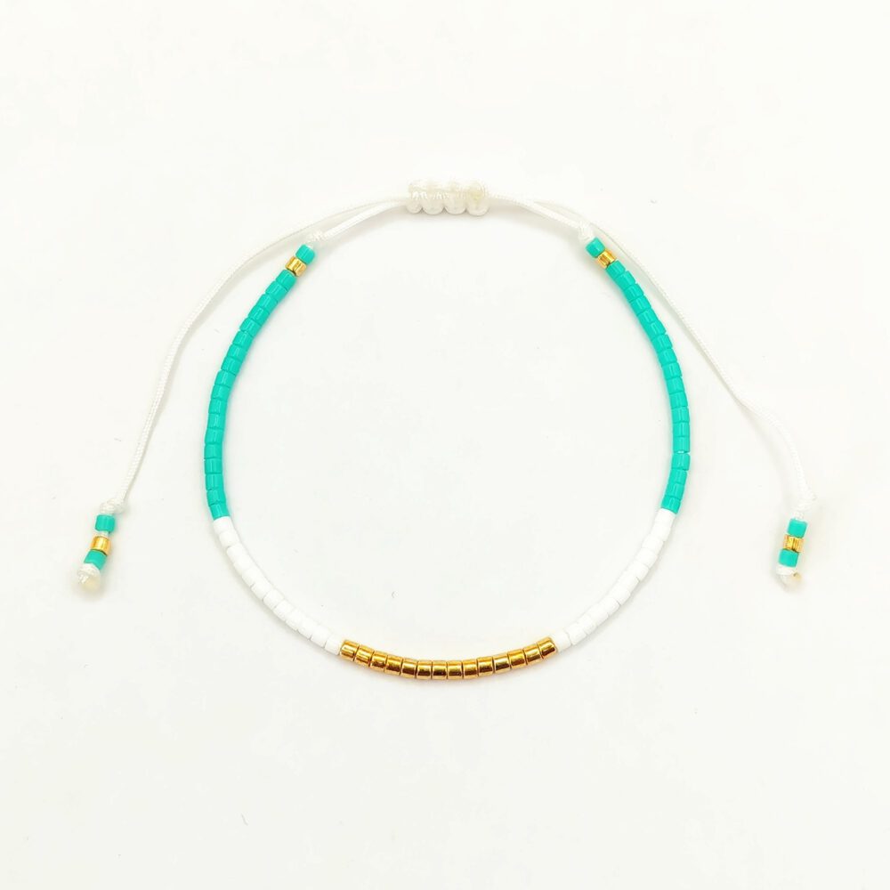 Miyuki Perlenarmband Türkis Weiß Gold