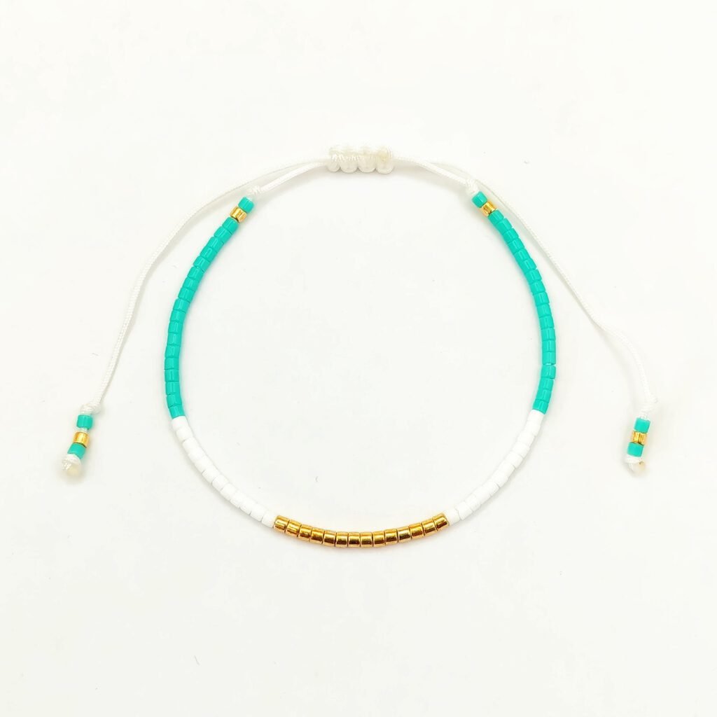 Miyuki Perlenarmband Türkis Weiß Gold